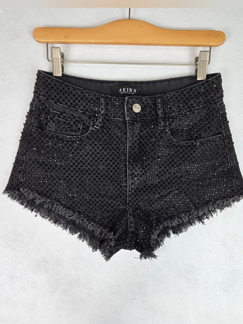 AKIRA Black Studded Denim Jean Shorts